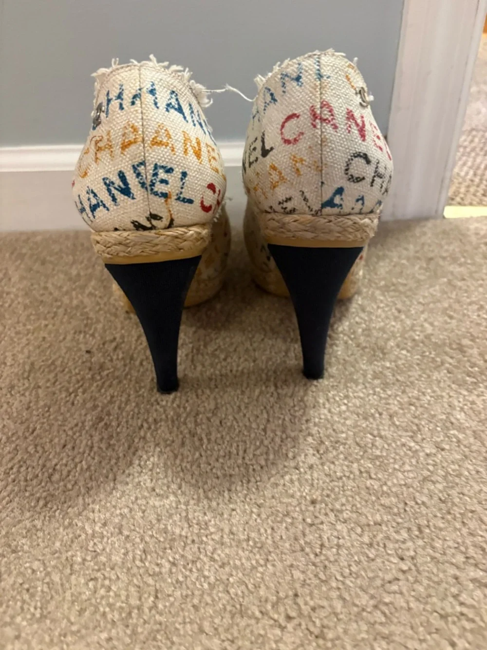 CHANEL Multicolor Graffiti Logo Espadrille with Cap Toe - Picture 12 of 12